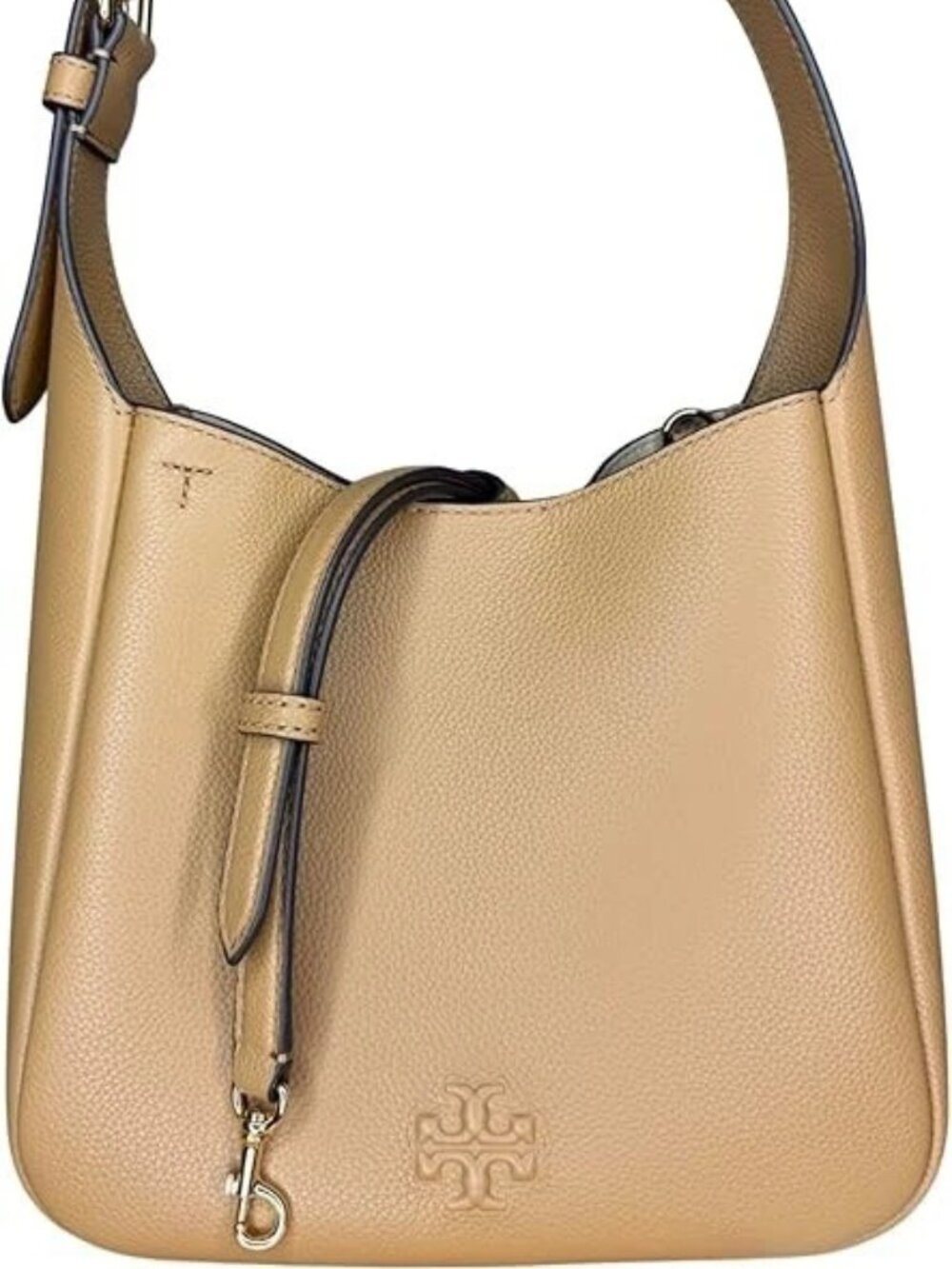 Tory Burch Women's Pebbled Leather Thea Small Slouchy Shoulder Bag Tiramisu